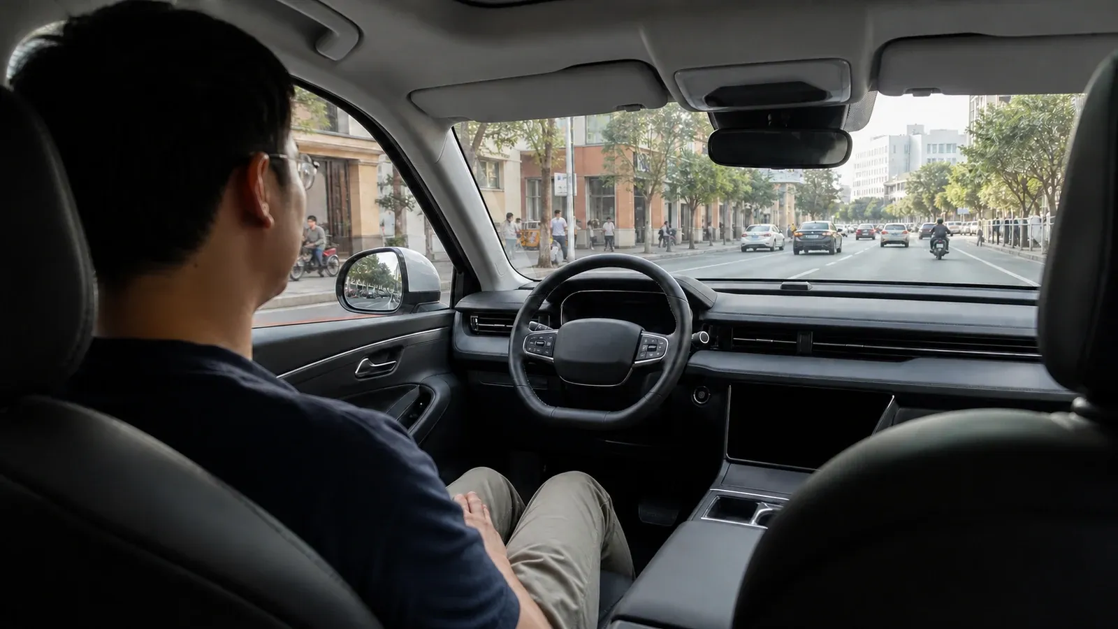 A robotaxi operating in a Chinese city